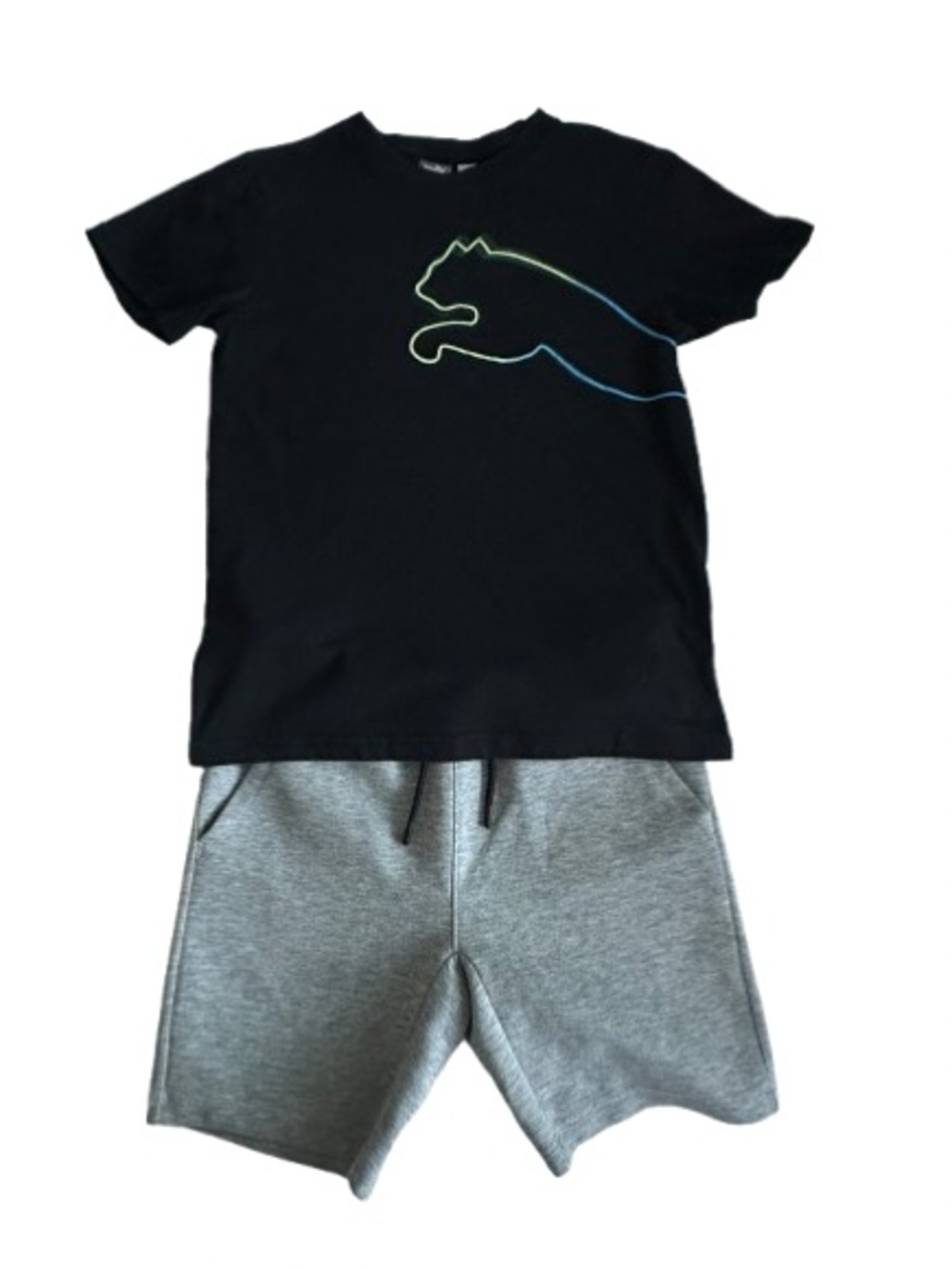 Bundle Set of 2: Boy's L-XL (14-16) Puma Black T-Shirt & art class Gray Shorts